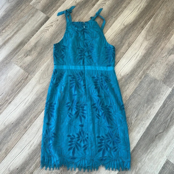 LILLY PULITZER Kayleigh Shift Dress Fern Gallery Lace Tidal Wave Blue Size 8 - Picture 8 of 11